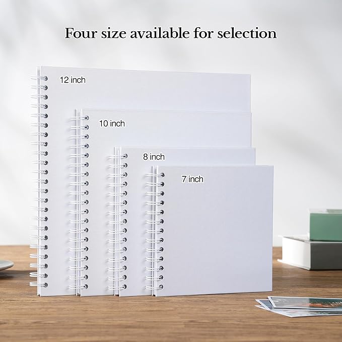 potricher 10 x 10 Inch DIY Scrapbook Album 40 Pages Hardcover Kraft Paper Scrap Book Photo Albums Memory Book for Wedding and Anniversary Family (White, 10 Inch)