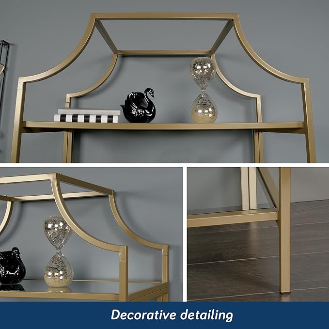 Sauder International Lux Bookcase/ book shelf, Satin Gold finish