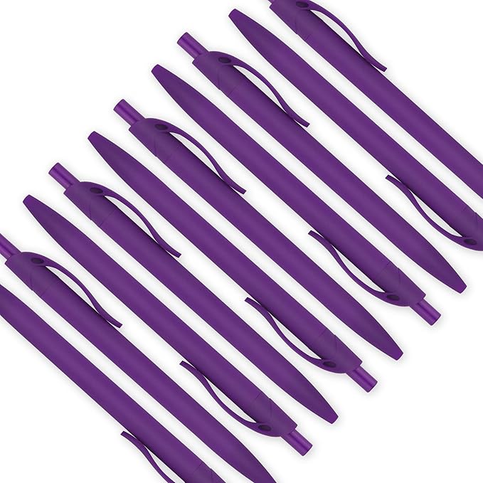 deegtran Pens Bulk, 100 Pack No Bleed Purple Barrel Click Pens, Wholesale Retractable Ballpoint Pens, Pens Medium Point, Smooth Ink Pens, 1.0MM Black Ink