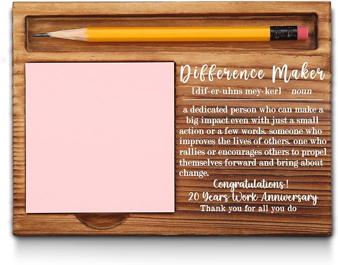 20th Work Anniversary Sticky Note Holder, Thank You Appreciation 20 Year Work Anniversary Decor Gifts for Coworker, Employee, Him, Her, Happy 20th Work Anniversary Self-Stick Note Pad Holders GAA46