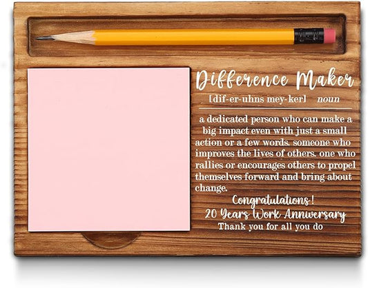 20th Work Anniversary Sticky Note Holder, Thank You Appreciation 20 Year Work Anniversary Decor Gifts for Coworker, Employee, Him, Her, Happy 20th Work Anniversary Self-Stick Note Pad Holders GAA46