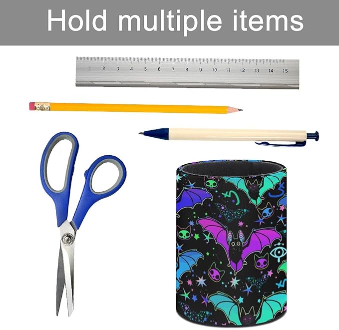 Magic Bat Pen Holder Pencil Organizer Cute Pencil Cup Desk Decor Makeup Brush Holder PU Multifunctional Office Suppliesfor Home Classroom School