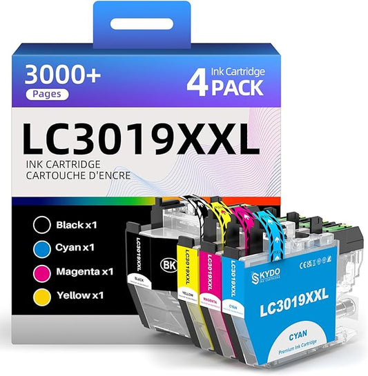 LC3019XXL Ink Cartridges Replacement for LC3019 XXL LC 3019-XXL LC3019 Work with MFC-J5330DW MFC-J6530DW MFC-J6730DW MFC-J6930DW Printers (Black, Cyan, Magenta, Yellow, 4 Pack)
