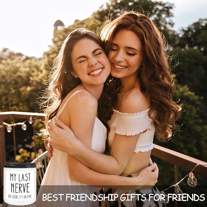 Homsolver Birthday Gifts for Women, Funny Friendship Gift for Friend - My Last Nerve Lavender Candle - Unique Best Friend Birthday Gifts for Women, Her, Mom, BFF, Sister