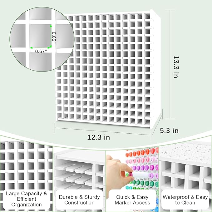Marker Organizer, 210-Slot Marker Holder with Adjustable Dividers, Marker Storage Organizer for Desk, Home, Office, Craft Room, and Classroom
