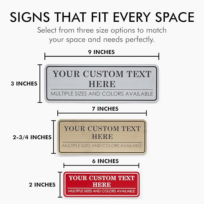Signs By LITA Standard Custom Plastic Wall or Door Sign – Personalized Text – Easy to Install with Strong Adhesive – Durable Business, Home, or Property Sign