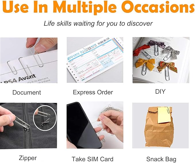 Vinaco Paper Clips Smooth Silver, 100 Pack Paper Clips Large 2Inch (50mm), Durable & Rust Resistant Coating. for Office, School Document Organizing