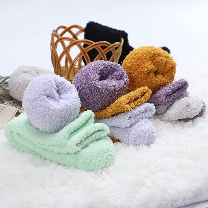 Womens Fuzzy Socks Microfiber Soft Cozy Warm Slipper Sleeping Winter Sock Fluffy Cabin Plush Stocking Stuffers