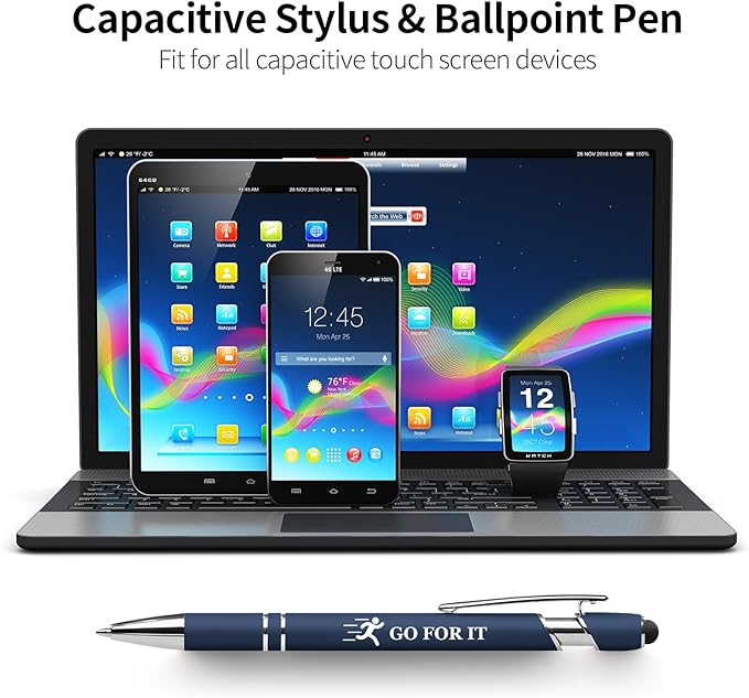 Inspiring Pen Set - 12 Inspirational Quote Ballpoint Pens with 12 Refills, Blue Ink - Motivational Gifts for Office & School | Encouragement Gifts for Men & Women, Deepblue