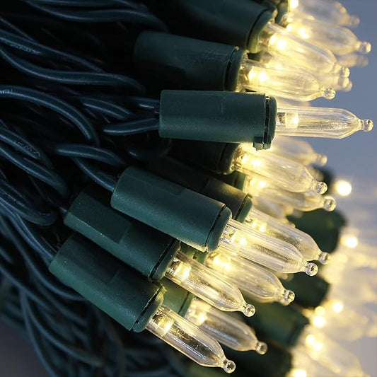 150 LED Warm White Christmas Lights on Green Wire, 50 Feet Xmas Tree Lights, UL Certified for Outdoor Indoor