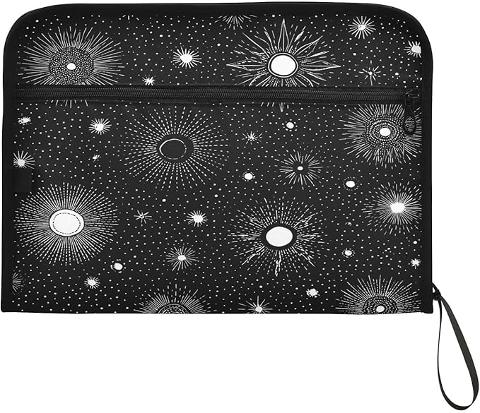 Dark Black Sun Expanding File Organizer with 13 Pockets Accordion File Folders with Labels,Portable Document Paper Bill Receipt Organizer,Home College School Office Supplies, Letter Size