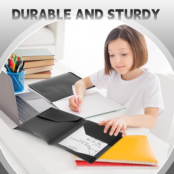 Henoyso 100 Pcs Plastic Folders with Clear Front Pockets Bulk Heavy Duty File Folders with 2 Pockets and Card Slot for Student Teacher Back to School Supplies Office Presentation (Black)