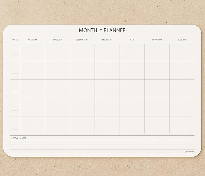 Undated Monthly Planner Notepad,Desk Calendar for Organizing&Scheduling Tasks-Productivity Tracker,Goals,Notes&To-Do Lists–A4 Size (8,3"X11,7")Premium Thick Paper with Cardboard Back Support 50 Sheets