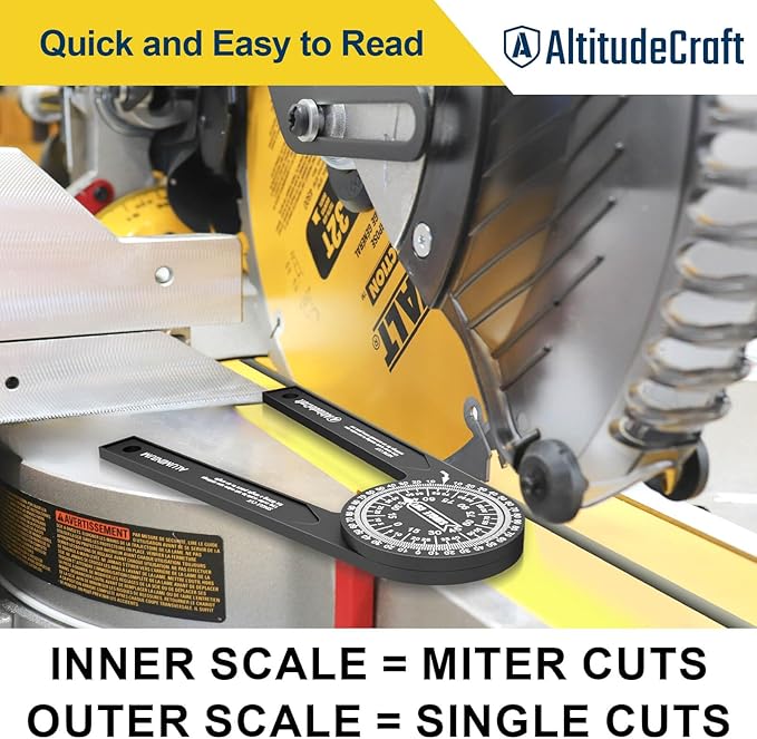 Precision Aluminum Miter Saw Protractor | 7.28-Inch Rust-Resistant Angle Finder with 360° Rotation & Laser-Engraved Scales for Accurate Miter Cuts