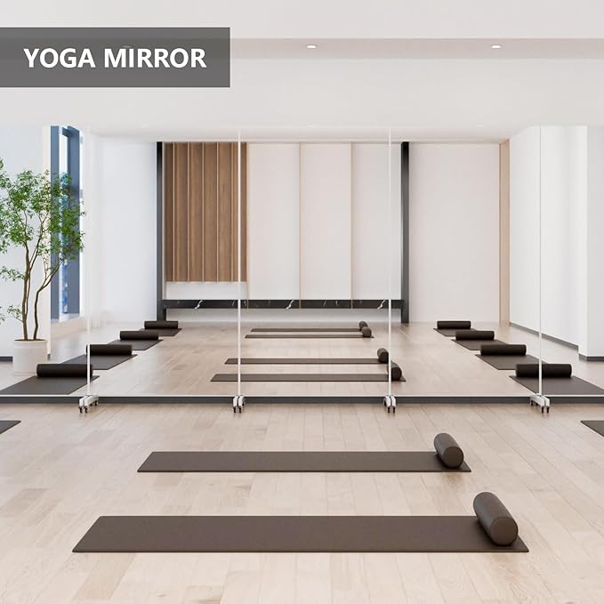 Brisafe Home Gym Mirror 71'' x 40'' - Rolling Safety Mirror for Dance Studio & Yoga, Ultra Clear Nano Material Full-Length, Oversized Shatterproof Floor Mirror With Wheels, 13LBS, Black