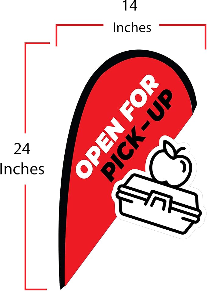 Indoor Outdoor Double Sided Window Flag for Business Sign Drive Thru, Delivery, Pick Up, Essential Business and We are Open Small 3D Flag Kit for Small Business (Take Out)