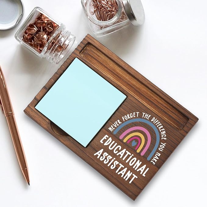 Educational Assistant Gifts Sticky Note Holder, Thank You Gift for Teacher Aide, Instructional Assistant Support Staff, Education Appreciation Week Graduation Holiday Office Desk Decor PB030