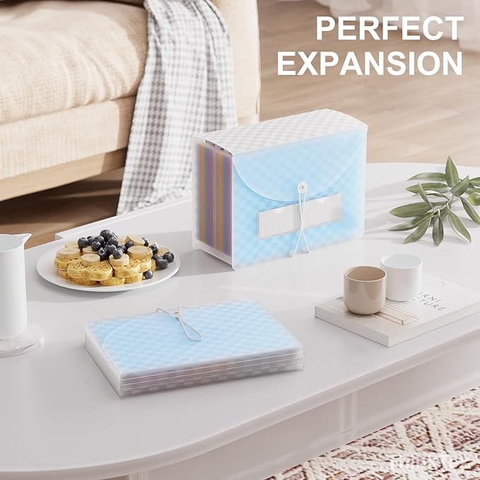 ThinkTex Accordion File Organizer, 26 Pockets Expanding File Folders, Monthly Bill Receipt Documents Organizer, A-Z Colorful Tabs, Letter/A4 Size - Blue