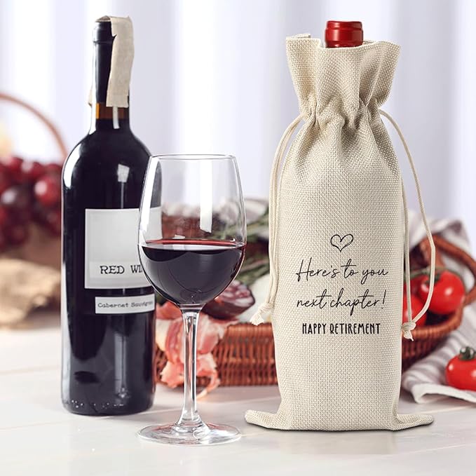 Funny Retirement Gifts for Woman Men Retirement Wine Gifts Bag Happy Retirement Party Decorations Retired Gifts Leaving Gifts for Coworkers Boss Here's to Your Next Chapter Happy Retirement