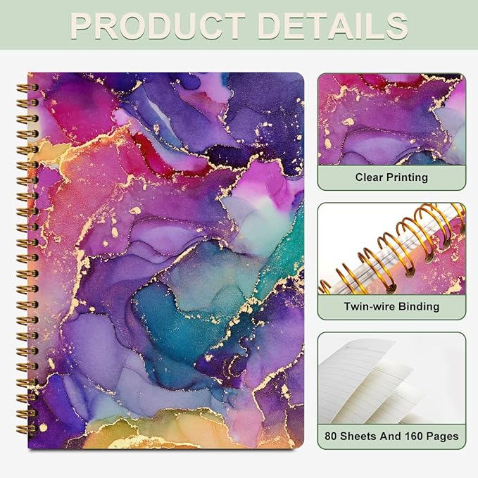 CFGBFDGH 2Pcs Abstract Art Covering Spiral Notebooks for Work, A5 Hardcover Notebook Journal for Women, 8.3x5.8inch 160 Pages College Ruled Notebook Travel Journal for Writing Office Note Taking