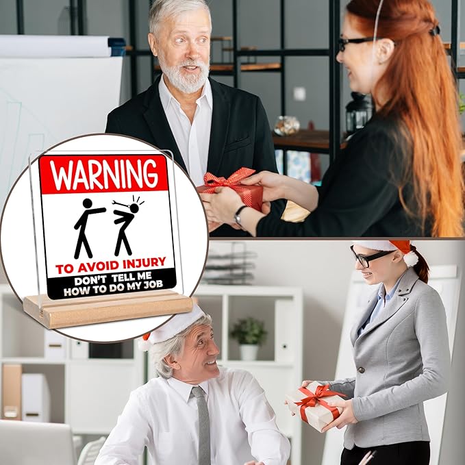 Funny Auto Mechanic Gifts for Coworkers, Warning to Avoid Injury Don't Tell Me How to Do My Job Acrylic Decorative Sign for Garage Office Home, Funny Office Gifts for Work Men Women