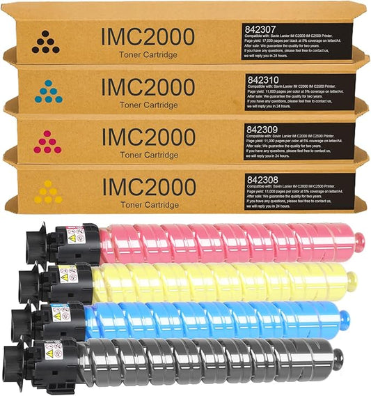 IM C2000 IM C2500 Compatible Toner Cartridge Replacement for Ricoh 842307 842308 842309 842310 for IMC2000 IMC2500 Printer (4 Pack)