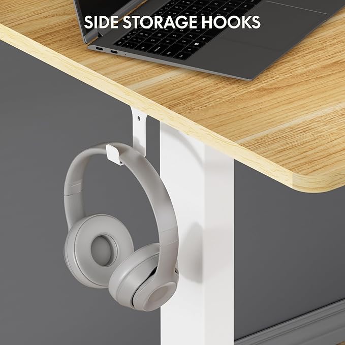 FLEXISPOT Standing Desk Electric Height Adjustable Desk with 40 x 24 Inch Splice Board, Home Office Computer Workstation, Maple Top + White Frame