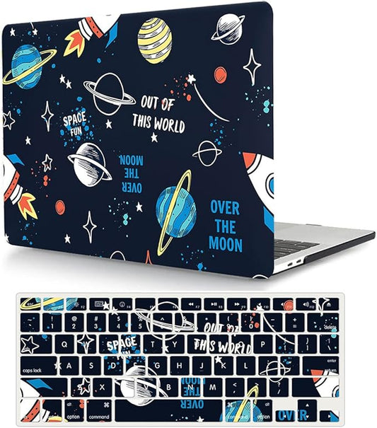 Bandless Case Compatible with MacBook Air 13 inch (Models: A1369 & A1466, Older Version 2010-2017), 2 in 1 Plastic Hard Shell Protective Case Cover & Keyboard Protector - Planet