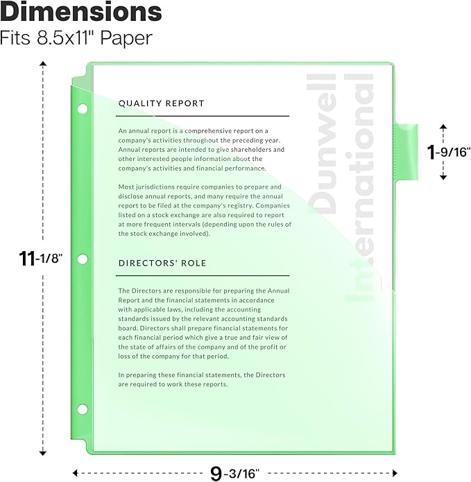 Dunwell 2-Pocket 8 Tab Binder Dividers (3 Sets, 24 Count), Plastic 8 Subject Notebook Dividers with Pockets for 3-Ring Binders, Durable Binder Pocket with Colorful Tabs, Letter Size