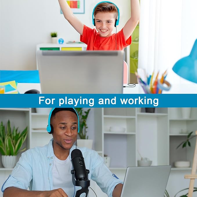 Yunsailing 30 Pack Class Set Headphones for Students Bulk School Headsets Earphones with 3.5mm Jack Classroom Must Haves Teacher Supplies for Adults Laptop Computer(Lake Blue)