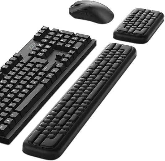 MEKASS Keyboard Wrist Rest, Ergonomic Wrist Pad, Soft Memory Foam Keyboard Hand Rest with Non-Slip Base, Easy Typing, Pain Relief, Comfort Support for Office Work Gaming Computer Accessories (Black)