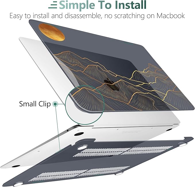 DONGKE Compatible with MacBook Air 13 inch Case 2021 2020 2019 2018 Release A2337 M1 A2179 A1932 with Retina Display Touch ID, Plastic Hard Shell & Keyboard Cover - Abstract Mountain