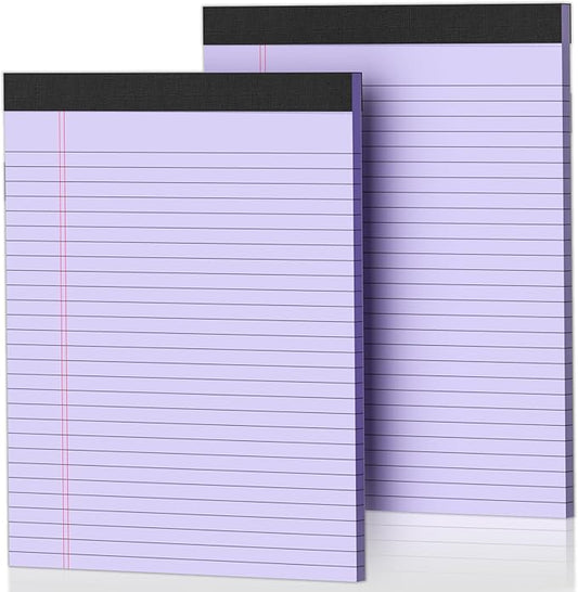 2 Pack Legal Pads 8.5 x 11 Purple Note Pads 8.5 x 11 Notepad 8.5 x 11 Micro Perforated Writing Pads 8.5 x 11 Lined Paper Pads Wide Ruled Pad of Paper 30 Sheets Notebook for Study, To-Do Lists, Office
