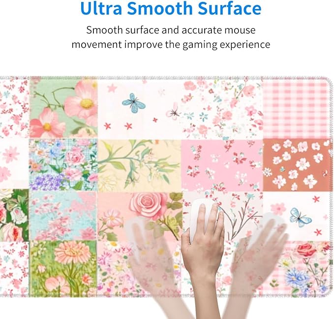 Patchwork Mouse Pad 31.5 X 11.8 Inch Big Desk Rubber Base Stitched Edges Keyboard Pad XXL Mouse Mat for Home Game and Office
