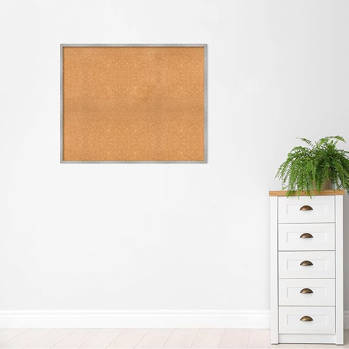 Amanti Art Natural Cork Board for Wall, 35x43 Vision Board with White Frame, Oversize Corkboard Office Decor for Home Organization, Cottage Corkboard Pinboard to Display Items for Home Organization