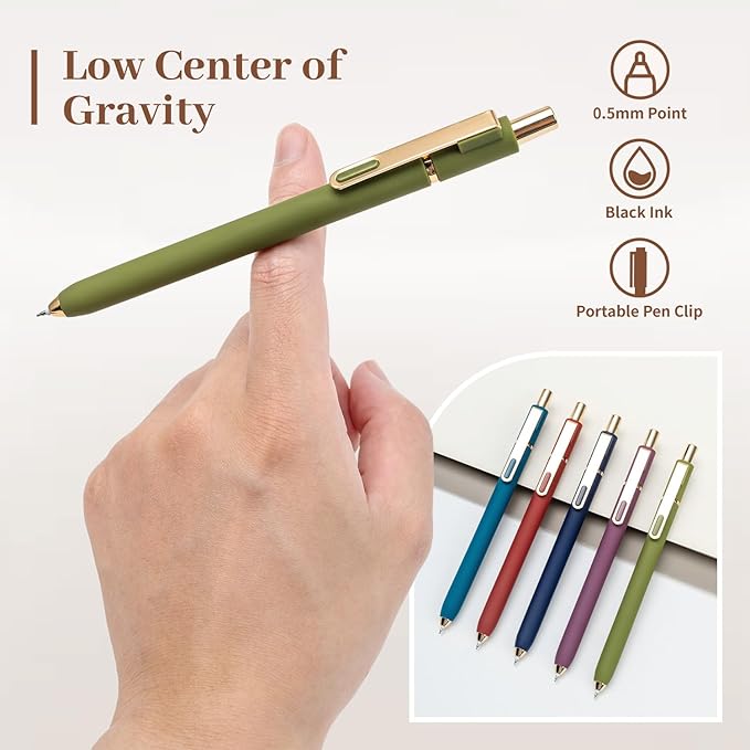 0.5mm Gel Pens Black Ink Gel Retractable Cute Pen for Smooth Writing School Office Supplies (Vintage 10-count)