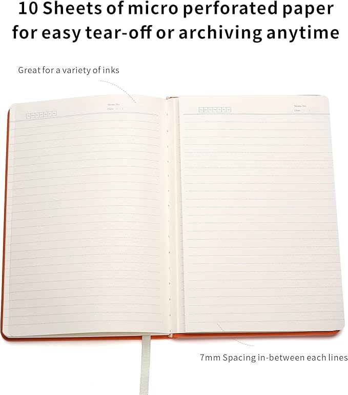 Deziliao Lined Journal Notebooks with Pen Loop, Hardcover Notebook Journal for Work, 100Gsm Premium Thick Paper with Inner Pocket, Medium 5.7''''x8.4'''', ?Orange, Ruled, 1 Pack