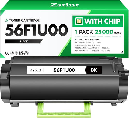 56F1U00 Toner Cartridge Black 1-Pack Ultra High Yield (with Chip) Remanufactured for 56F1U00 Toner Compatible with Lexmark MS421dn MS521 MS621 MS622de MX321adw MX421 MX521de MX522 MX622 Laser Printers