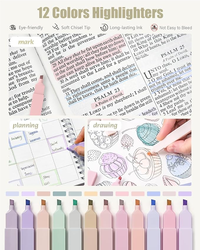 Four Candies 39 PCS Aesthetic School Supplies with Cute Pen Case, 12 Pastel Highlighters, 5 Black Ink Gel Pens, 6 Mechanical Pencils Set for Students Stationary College Essentials (Green)