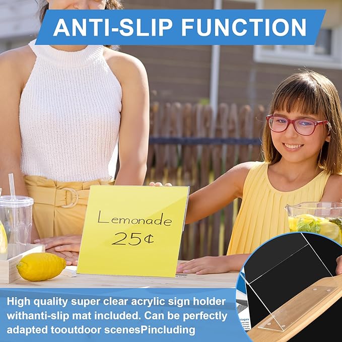 EHWINE 12 Pack 8.5 x 11 Acrylic Sign Holder Horizontal, Clear Plastic Signs Display Stand, Slanted Back Paper Holder Stand up Table Top Sign Holders Flyer Stand Frames for Office Business Store