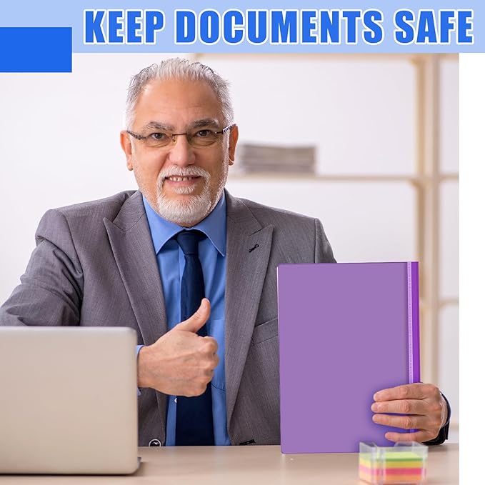 Teling 48 Pcs Clear Front Report Covers with Prongs Plastic Presentation Folders 3 Prong Resume Portfolio Folder for School(Multicolor)