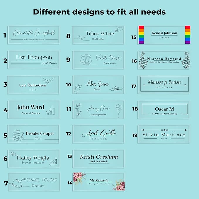 EGD Acrylic Desk Name Plate Personalized I Cute Office Decor I Office Desk Accessories with Various Material Options I Personalized Name Plate with Font Options (10 x 3.5 Inch) (1. Acrylic)