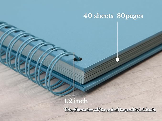 potricher 10 x 10 Inch DIY Scrapbook Photo Album 80 Pages Thick Kraft Blank Blue Paper Memory Book for Wedding and Anniversary Family (Blue, 10 Inch)