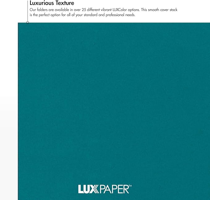 LUXPaper 9" x 12" Presentation Folders | Two Pocket | Teal | 100lb. Cover | 25 Qty