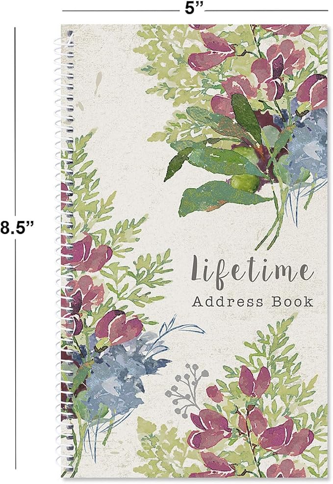 Current Fall Florals Address Book - 94 Pages; Small 5" x 8-1/2" Size for Purse or Office, Spiral Bound Soft Cover Organizer for Contacts, Addresses, Email, & Phone Numbers + 50 Replacement Stickers