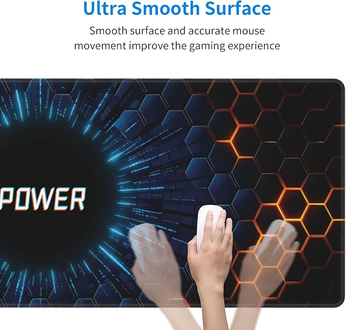Hexagon Honeycomb Large Mouse Pad, Gaming Desk Mat, XL Extended Keyboard Desk Pad, 31.5"x11.8" Non-Slip Rubber Base Big Mousepad with Stitched Edges for Home and Office