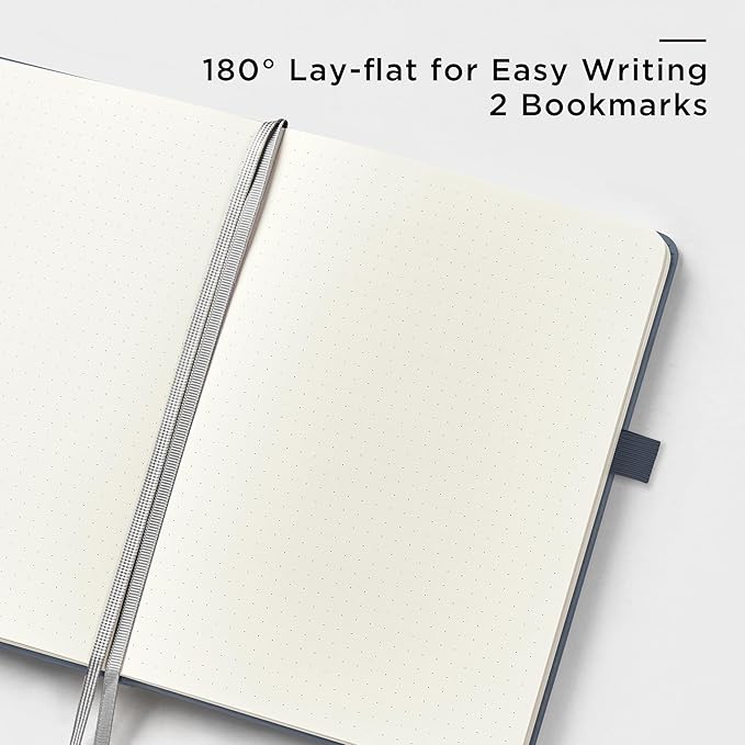 &And Per Se Dotted Journal Notebook, A5 Hardcover Bullet Dotted Journal, 160 Pages 100 gsm Thick Dotted Paper, 3 Sheets of Stickers Included - 5.7'' x 8''（Dark Blue）