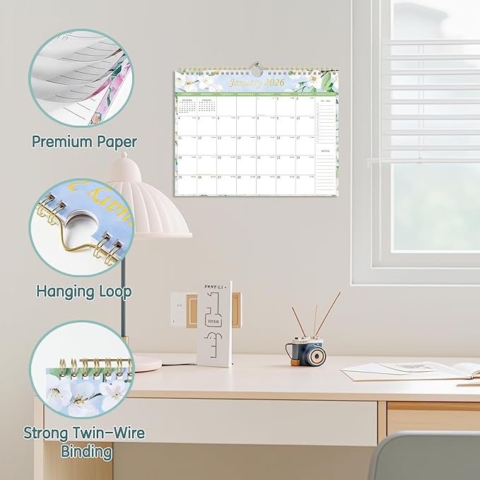 deli Calendar 2025-2026, 18 Months Calendar from July 2025 to December 2026, 11" x 8.5" Wall Calendar with Stickers, Calendar Planner for Home, Office, Classroom