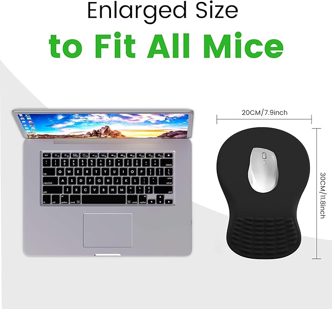 MEKASS Ergonomic Mouse Pad with Wrist Rest, Memory Foam Mousepad for Carpal Tunnel Pain Relief, Desk Computer Wrist Support Mouse Pad with Non-Slip PU Base for Office Home (Big Red Leaf)