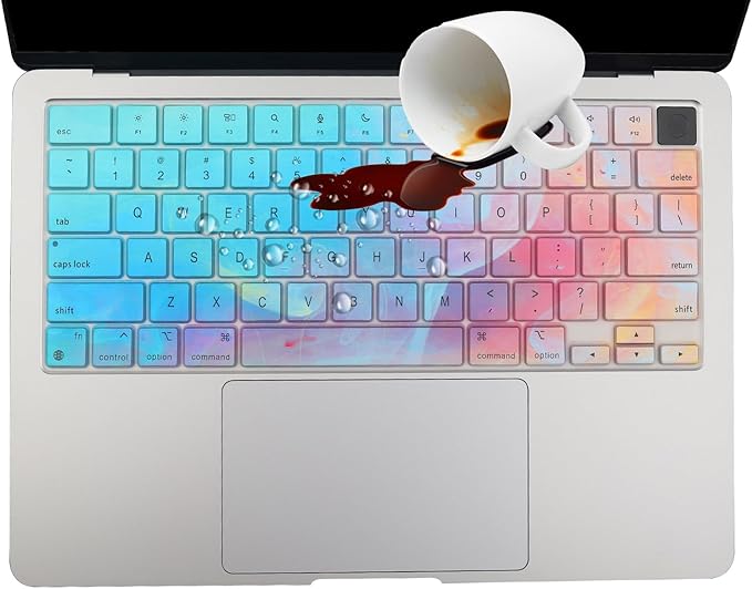 2 Pack Keyboard Cover Skin for 2025-2023 MacBook Air 13" 15" M4 M3 M2, 2025-2021 MacBook Pro 14" 16" M5 M4 M3 M2 M1 Pro/Max, 14.2" 16.2" MacBook Pro /13.6" 15.3" MacBook Air, US, Stylish Colorful